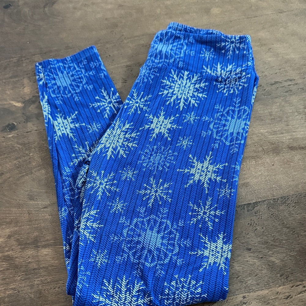 LuLaRoe Blue Snowflake OS Leggings